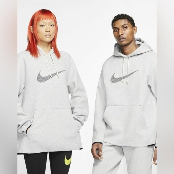 Nike Therma-Fit White Hoodie with Textured Swoosh Logo – Size M - Picture 1 of 13